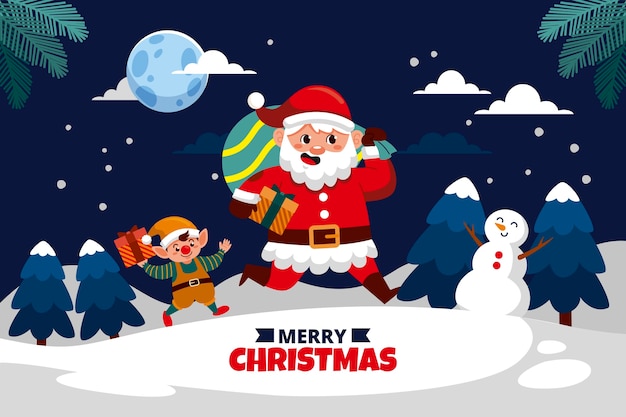 Fondo plano de celebración de temporada de navidad