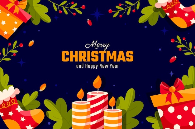 Fondo plano de celebración de temporada de navidad