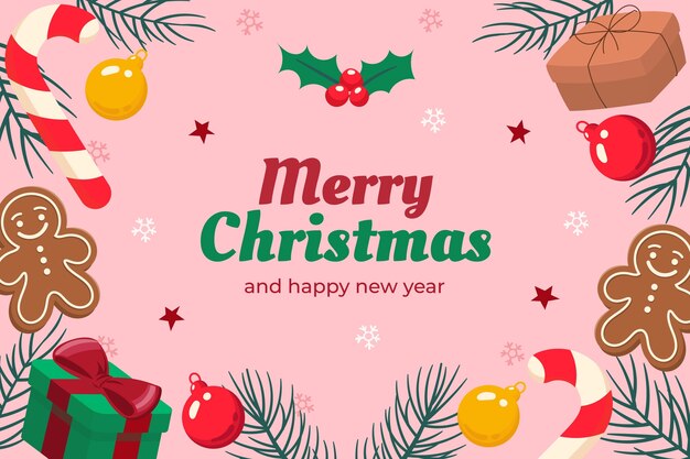 Fondo plano de celebración de temporada de navidad