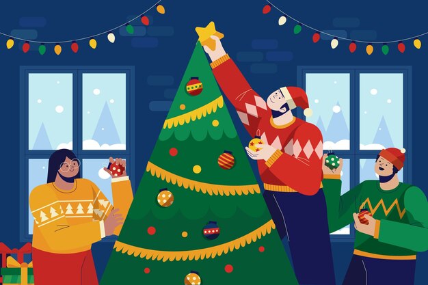 Fondo plano de celebración de temporada de navidad