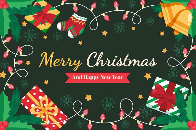 Fondo plano de celebración de temporada de navidad