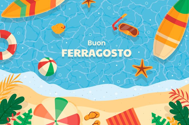Fondo plano para la celebración de verano de ferragosto italiano