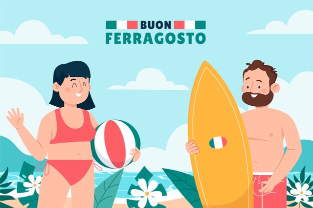Fondo plano para la celebración de verano de ferragosto italiano
