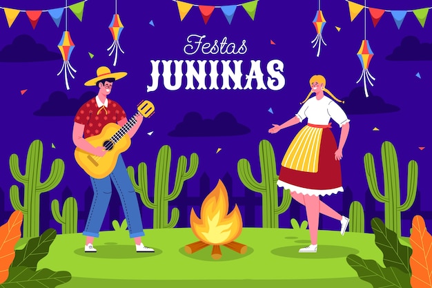 Vector gratuito fondo plano para celebraciones brasileñas festas juninas