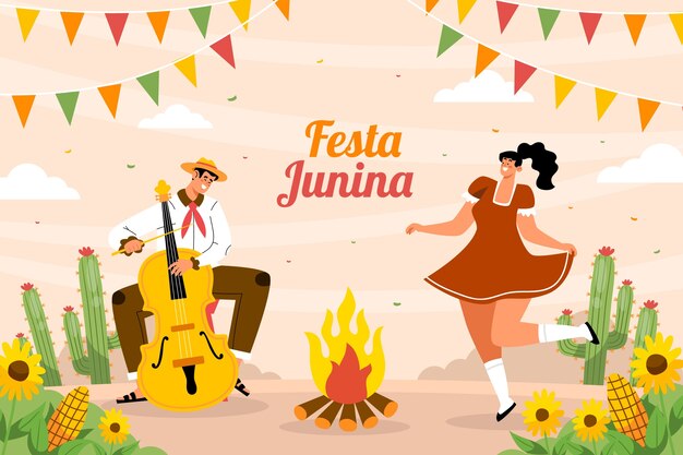 Fondo plano para celebraciones brasileñas festas juninas
