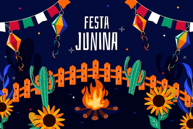 Vector gratuito fondo plano para celebraciones brasileñas festas juninas