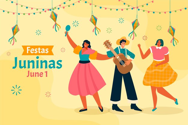 Fondo plano para celebraciones brasileñas festas juninas
