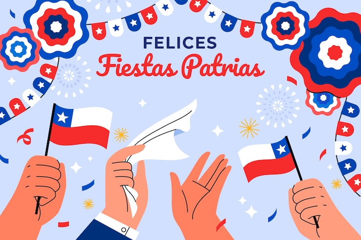Vector gratuito fondo plano para las celebraciones de las fiestas patrias chilenas