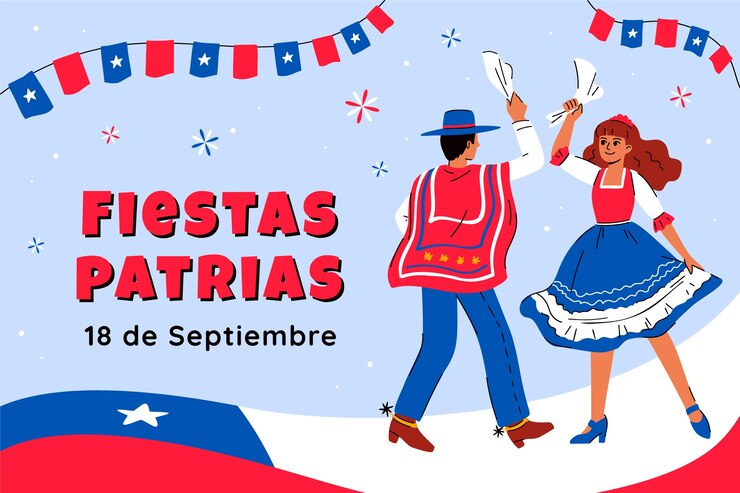 Vector gratuito fondo plano para celebraciones de fiestas patrias chilenas.