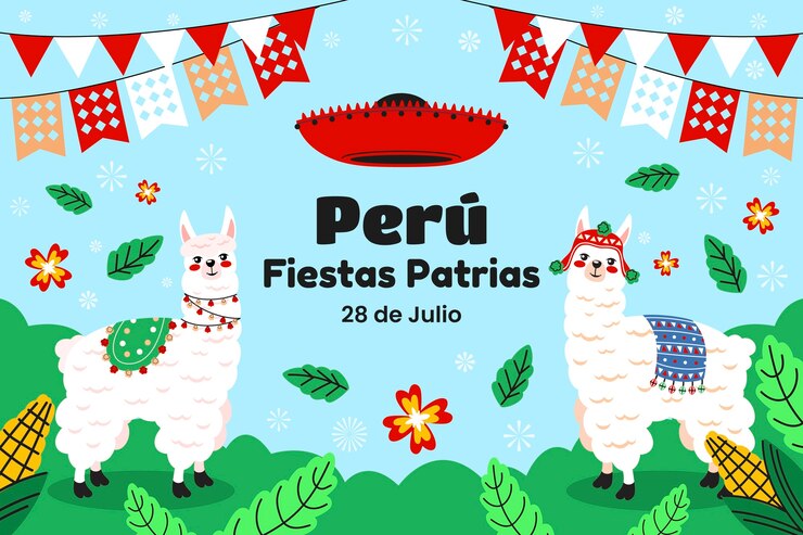 Vector gratuito fondo plano para celebraciones de fiestas patrias peruanas.