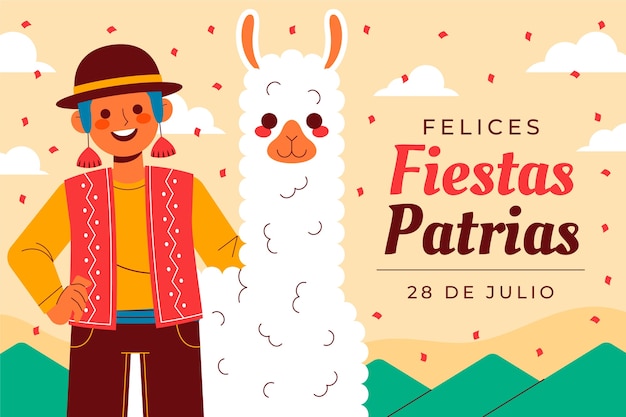 Vector gratuito fondo plano para celebraciones de fiestas patrias peruanas.