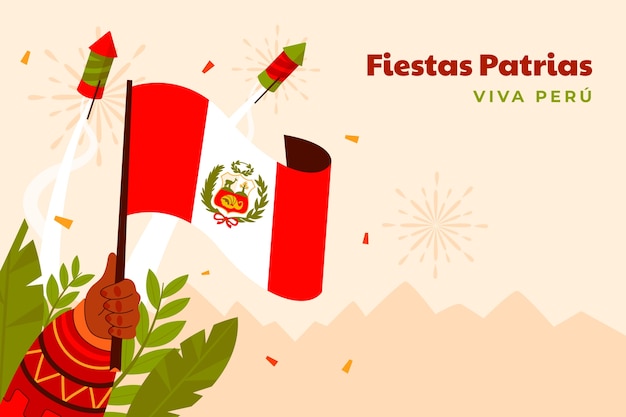 Vector gratuito fondo plano para celebraciones de fiestas patrias peruanas.