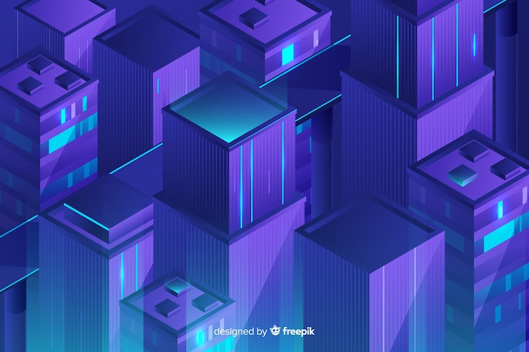 Vector gratuito fondo plano ciudad futurista