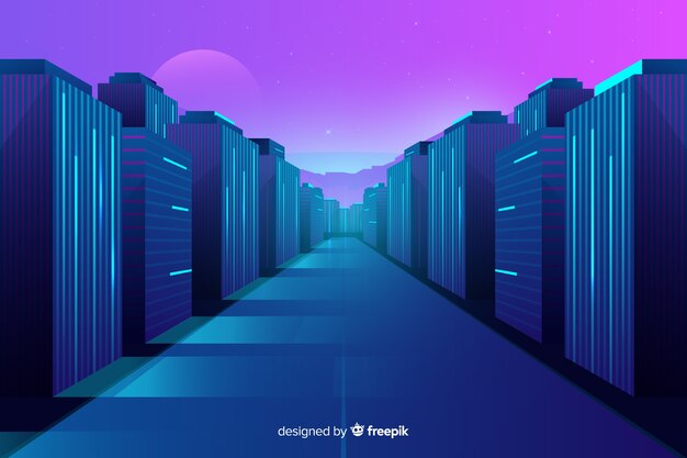 Fondo plano ciudad futurista
