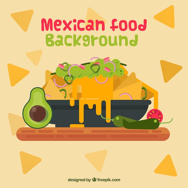 Vector gratuito fondo plano de comida mexicana