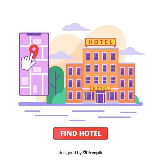 Fondo plano concepto reserva de hotel