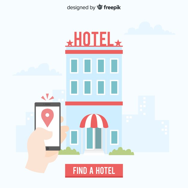 Fondo plano concepto reserva de hotel