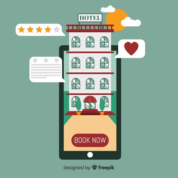Fondo plano concepto reserva hotel