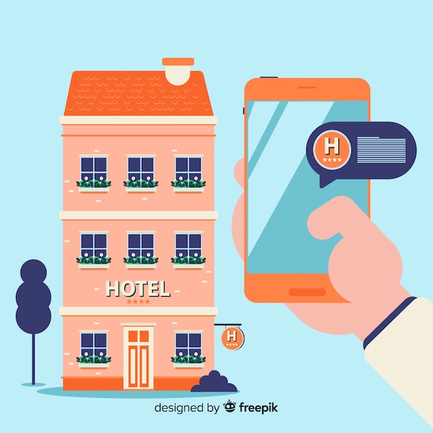 Fondo plano concepto reserva hotel