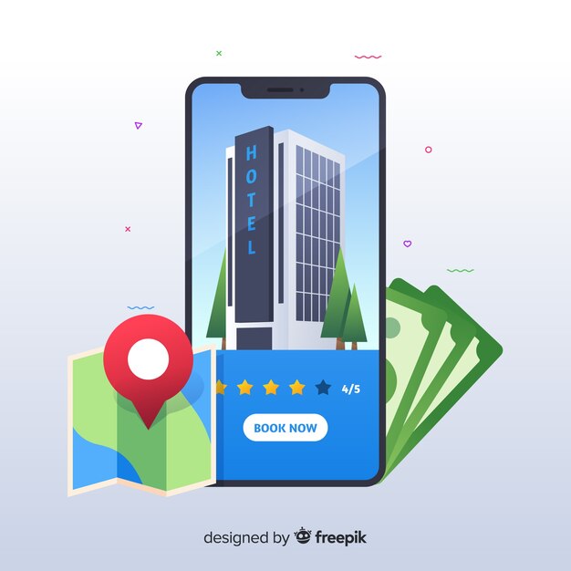 Fondo plano concepto reserva hotel