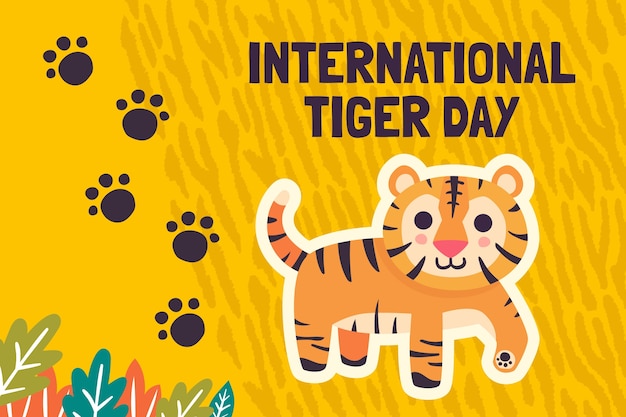 Vector gratuito fondo plano para la conciencia del día internacional del tigre