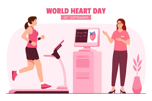 Vector gratuito fondo plano para la conciencia del día mundial del corazón