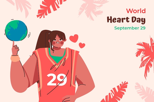 Vector gratuito fondo plano para la conciencia del día mundial del corazón