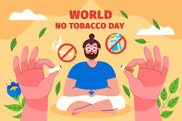 Vector gratuito fondo plano para la conciencia del día sin tabaco