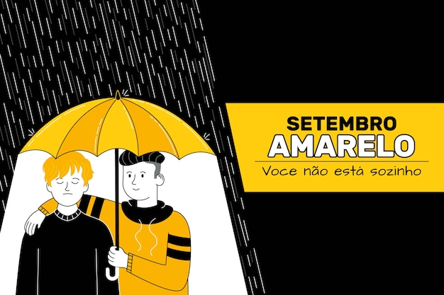 Vector gratuito fondo plano para la conciencia de septiembre amarillo brasileño