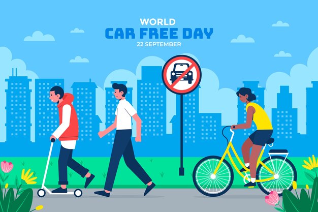Fondo plano para la concienciación del día mundial sin automóviles
