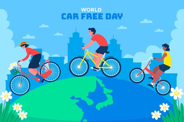 Fondo plano para la concienciación del día mundial sin automóviles