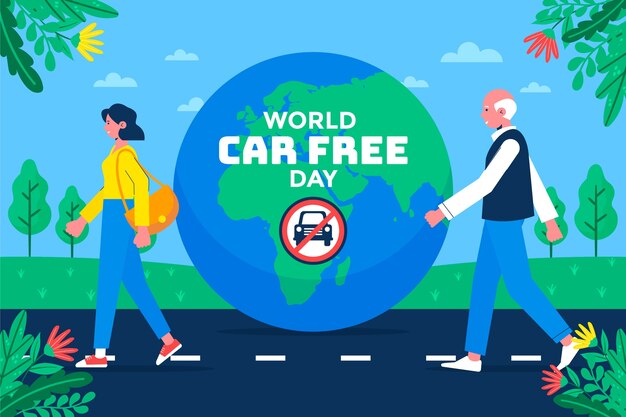 Fondo plano para la concienciación del día mundial sin automóviles