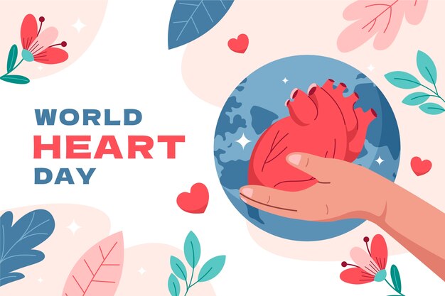 Fondo plano para la concienciación del Día Mundial del Corazón