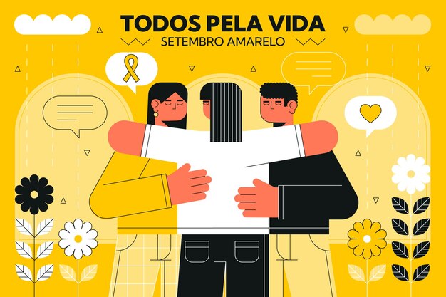 Fondo plano para la concienciación del mes brasileño de prevención del suicidio
