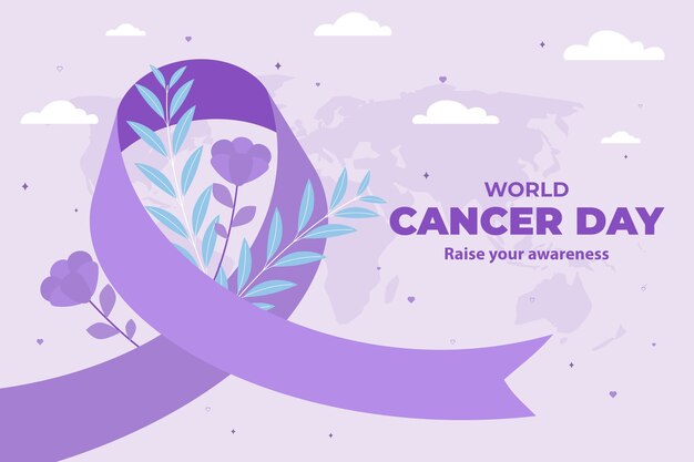 Vector gratuito fondo plano para la concienciación sobre el día mundial del cáncer