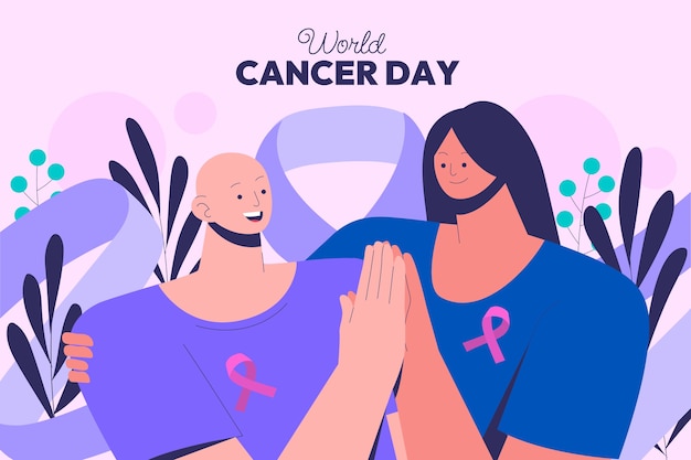 Fondo plano para la concienciación sobre el día mundial del cáncer