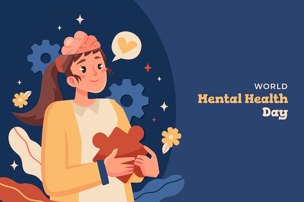 Fondo plano para la concientización sobre el día mundial de la salud mental.