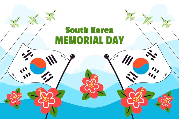 Fondo plano para la conmemoración del día conmemorativo de corea