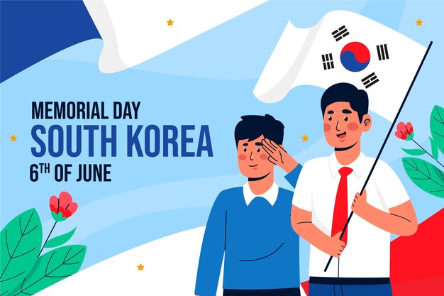 Fondo plano para la conmemoración del día conmemorativo de corea