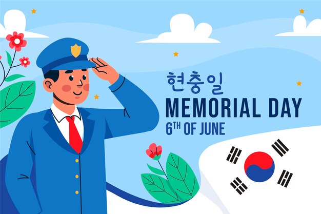 Fondo plano para la conmemoración del día conmemorativo de corea