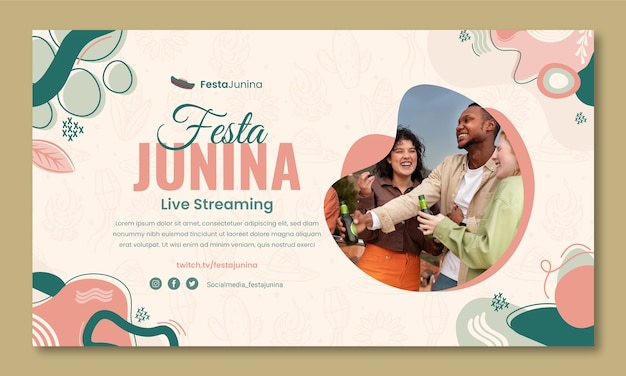 Vector gratuito fondo plano de contracción de festas juninas