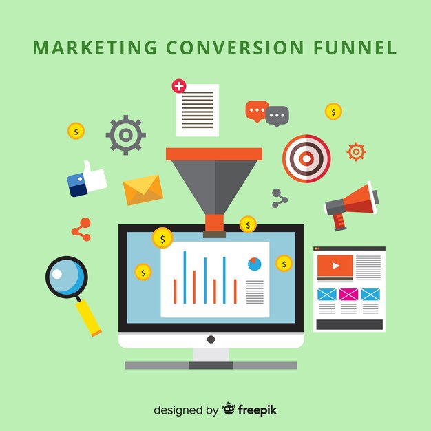 Fondo plano conversión marketing