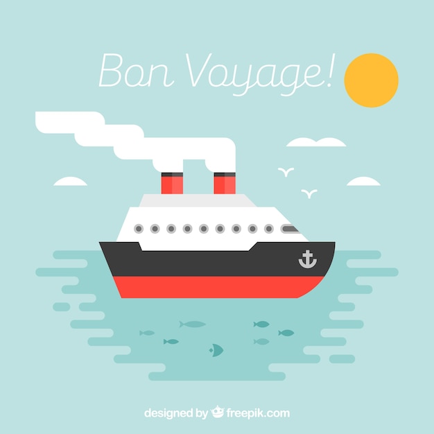 Fondo plano de crucero con detalles rojos