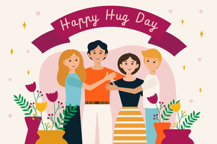Vector gratuito fondo plano del día del abrazo