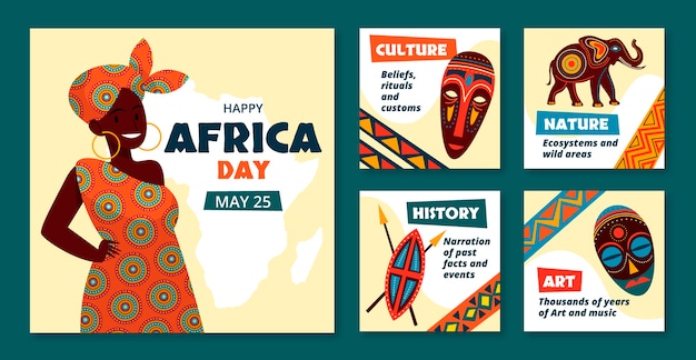 Vector gratuito fondo plano del día de áfrica