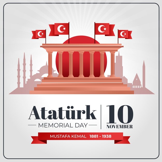 Fondo plano del día conmemorativo de ataturk