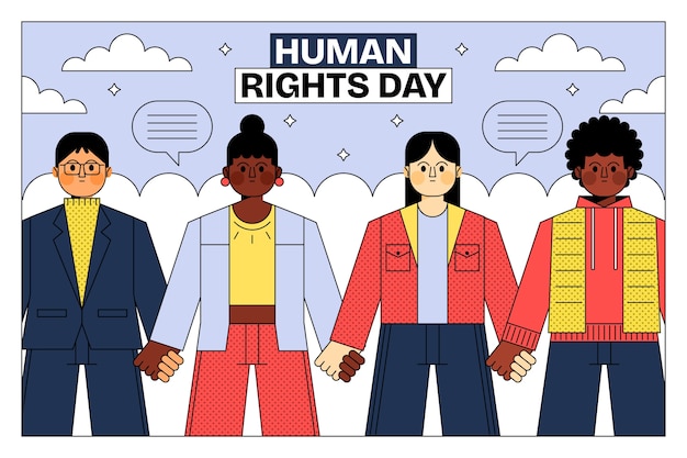 Vector gratuito fondo plano del día de los derechos humanos