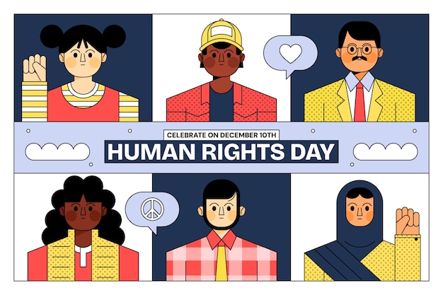 Vector gratuito fondo plano del día de los derechos humanos