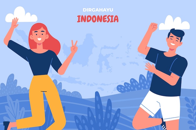 Vector gratuito fondo plano del día de la independencia de indonesia