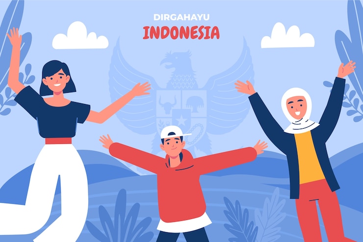 Vector gratuito fondo plano del día de la independencia de indonesia